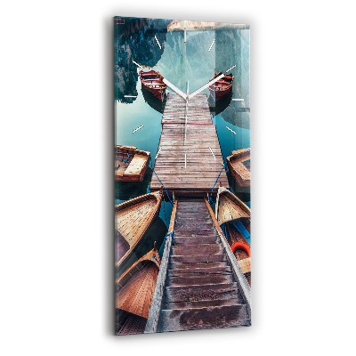 Vertikální skleněné hodiny Most a jezero