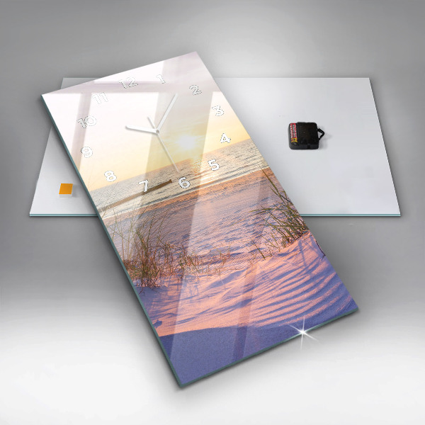 Vertikální skleněné hodiny Polské slunečné moře