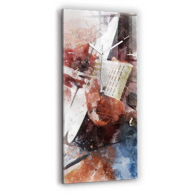 Vertikální skleněné hodiny Vizualizace kytary