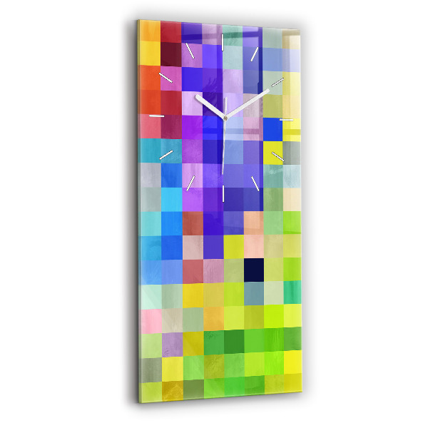 Vertikální skleněné hodiny Kompozice čtverců