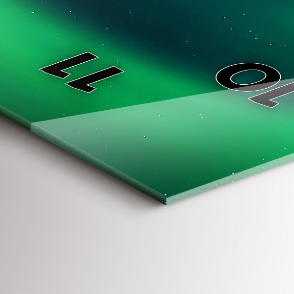 Vertikální skleněné hodiny Polární záře