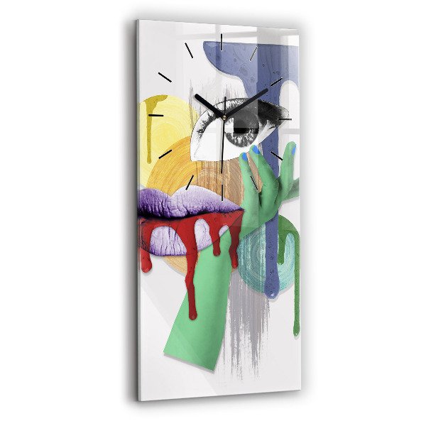 Vertikální skleněné hodiny Surrealistická koláž
