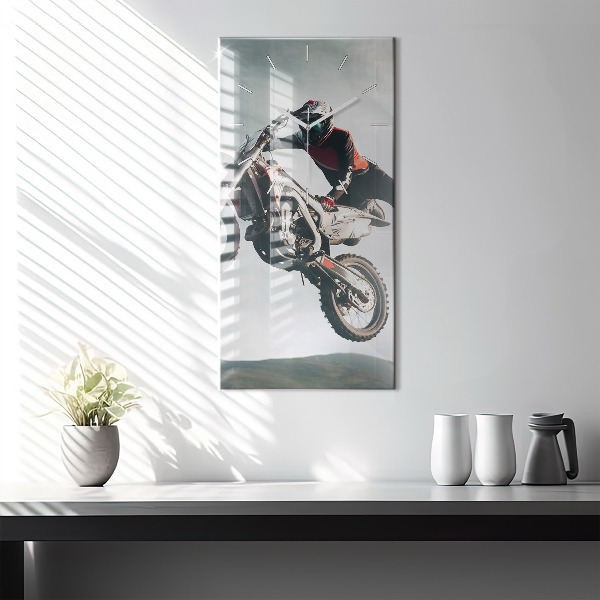 Vertikální skleněné hodiny Adrenalinový styl na motorce