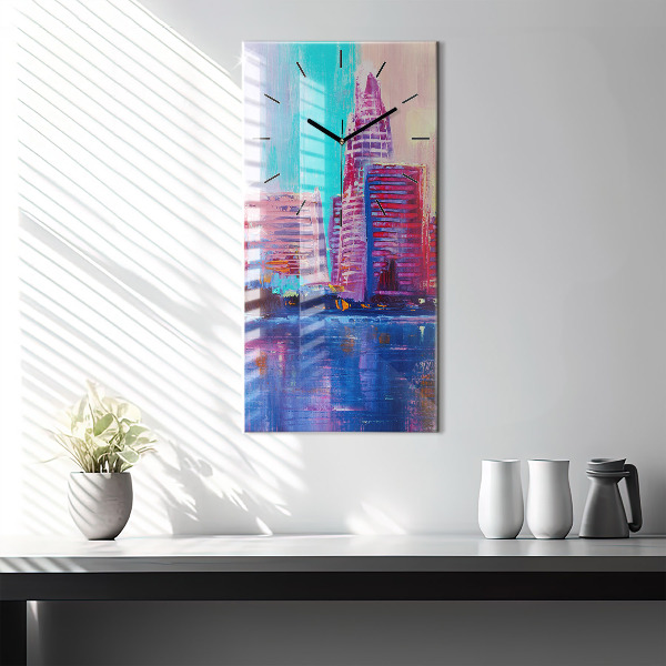 Vertikální skleněné hodiny Abstraktní mrakodrapy