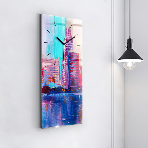 Vertikální skleněné hodiny Abstraktní mrakodrapy