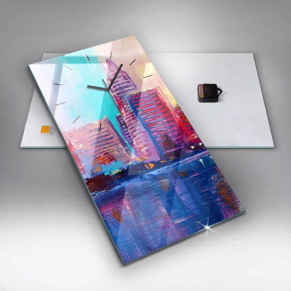 Vertikální skleněné hodiny Abstraktní mrakodrapy