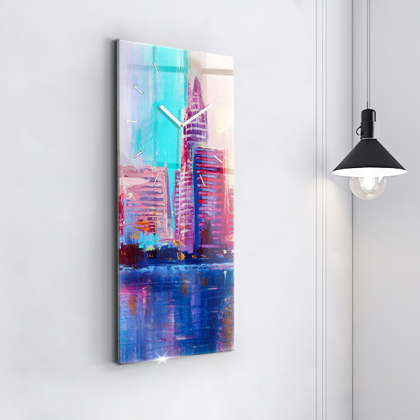 Vertikální skleněné hodiny Abstraktní mrakodrapy