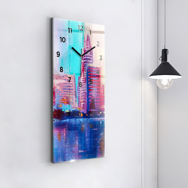 Vertikální skleněné hodiny Abstraktní mrakodrapy