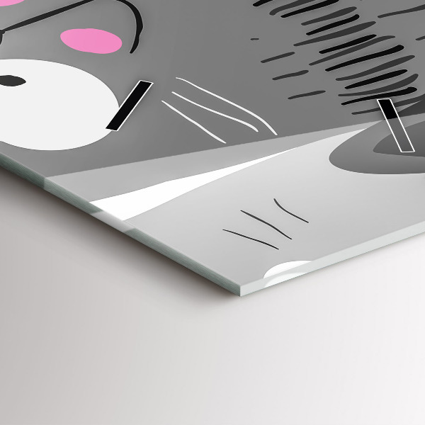 Vertikální skleněné hodiny Vzor s kočkami