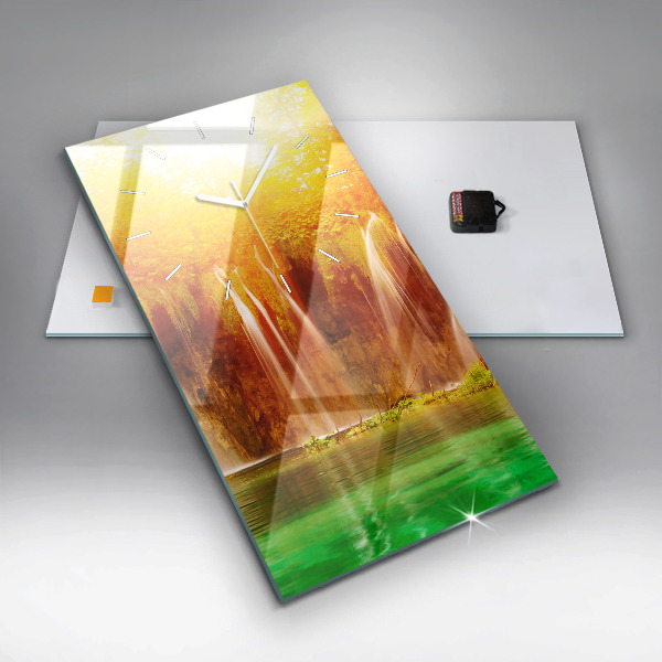 Vertikální skleněné hodiny Pohled na vodopád