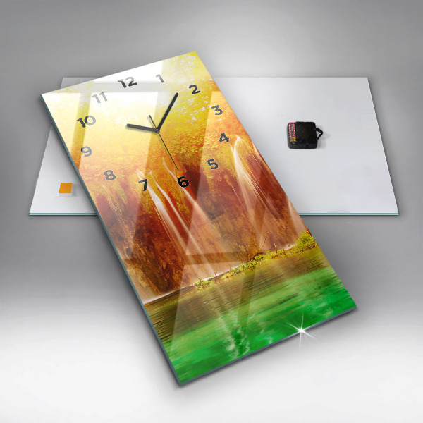 Vertikální skleněné hodiny Pohled na vodopád