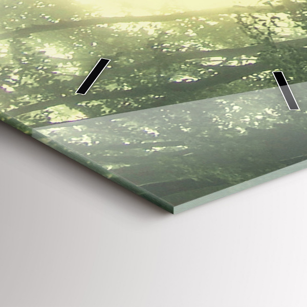 Vertikální skleněné hodiny Mlžný les po ránu