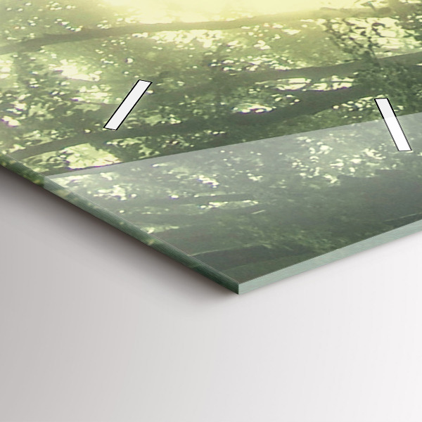 Vertikální skleněné hodiny Mlžný les po ránu