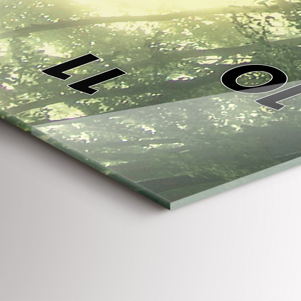 Vertikální skleněné hodiny Mlžný les po ránu