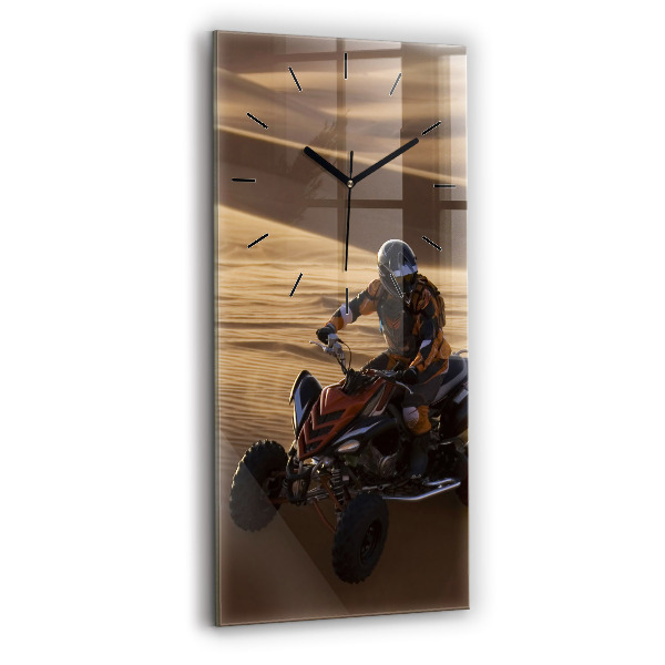 Vertikální skleněné hodiny Čtyřkolka v poušti