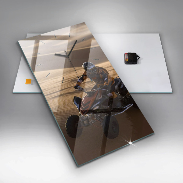 Vertikální skleněné hodiny Čtyřkolka v poušti