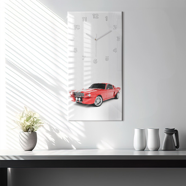 Vertikální skleněné hodiny Sportovní auto
