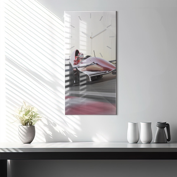 Vertikální skleněné hodiny Sportovní závodní vůz