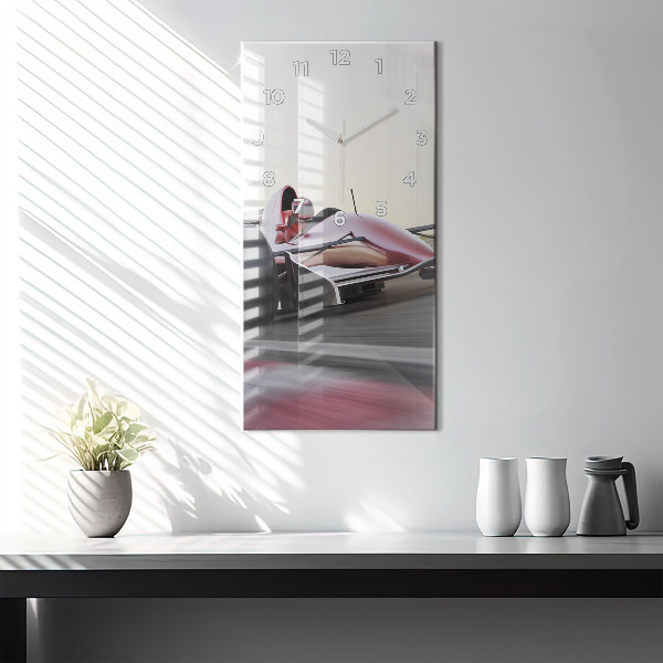 Vertikální skleněné hodiny Sportovní závodní vůz