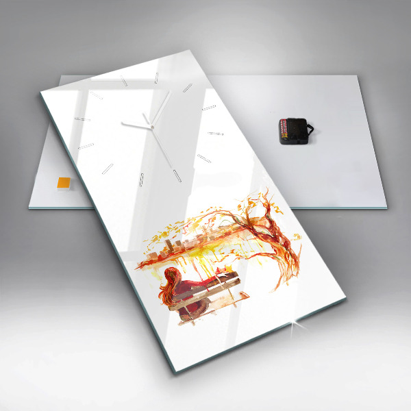 Vertikální skleněné hodiny Podzimní krajina