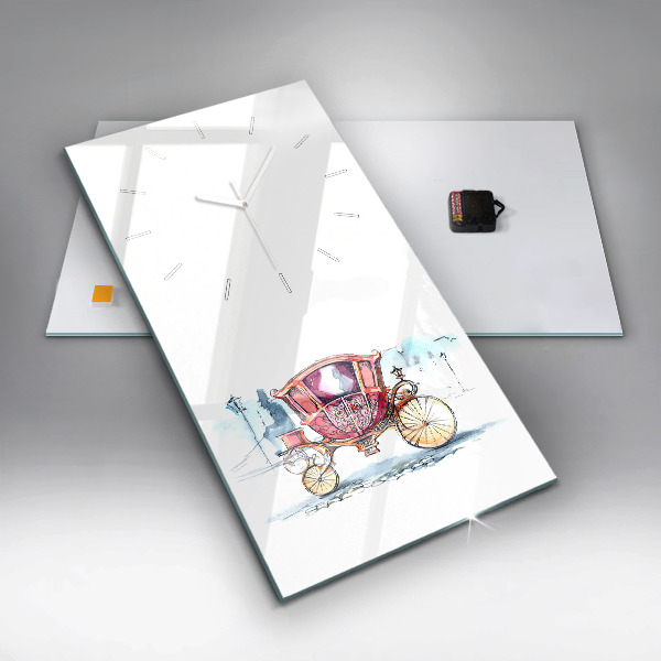 Vertikální skleněné hodiny Starobylý kočár královny