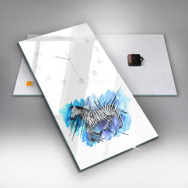 Vertikální skleněné hodiny Malovaná asymetrie zebry