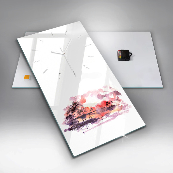 Vertikální skleněné hodiny Tropická krajina