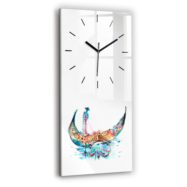 Vertikální skleněné hodiny Itálie - Benátská gondola