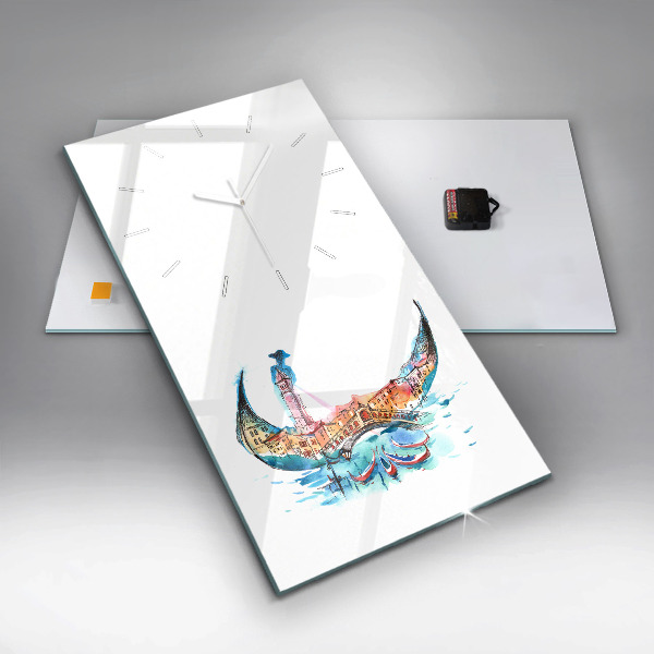 Vertikální skleněné hodiny Itálie - Benátská gondola