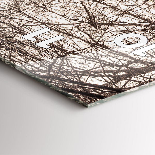 Vertikální skleněné hodiny Lesní cesta v sépiové barvě