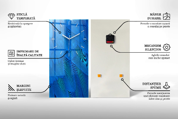 Vertikální skleněné hodiny Malované hory a kůň