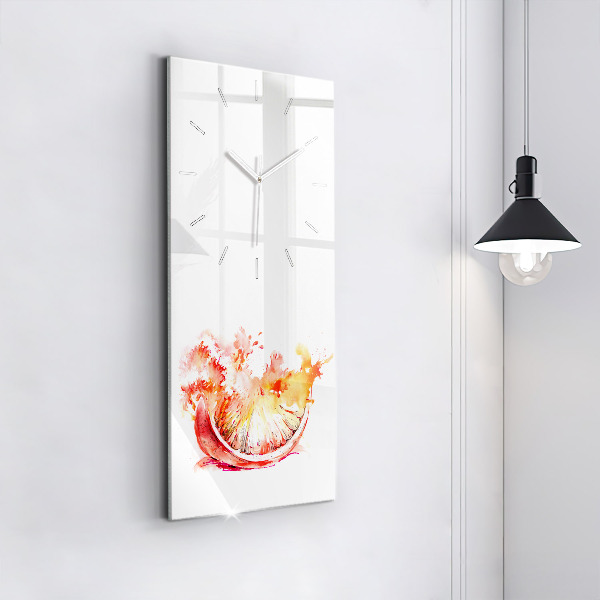 Vertikální skleněné hodiny Malovaný pomeranč