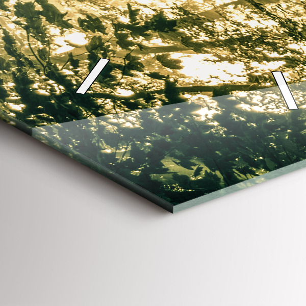 Vertikální skleněné hodiny Sluneční paprsky Les