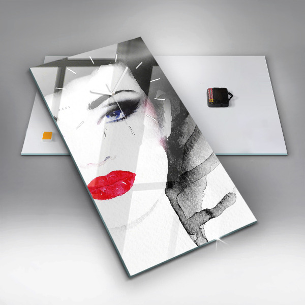 Vertikální skleněné hodiny Portrét ženy