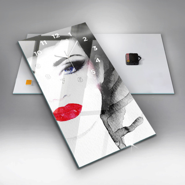 Vertikální skleněné hodiny Portrét ženy