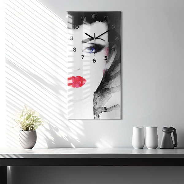 Vertikální skleněné hodiny Portrét ženy
