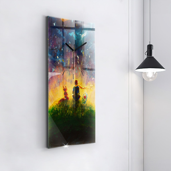 Vertikální nástěnné hodiny Abstraktní malý princ