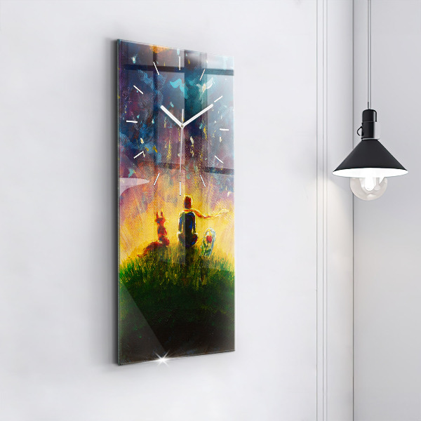 Vertikální nástěnné hodiny Abstraktní malý princ