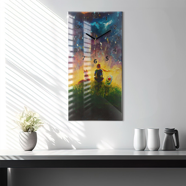 Vertikální nástěnné hodiny Abstraktní malý princ