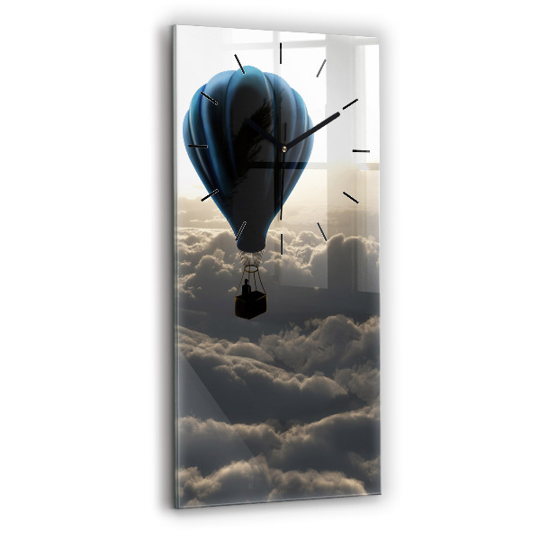 Vertikální skleněné hodiny Balón na obloze