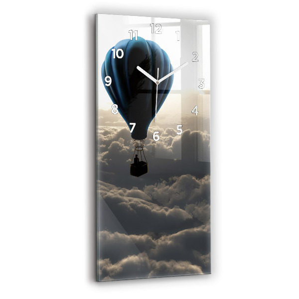 Vertikální skleněné hodiny Balón na obloze