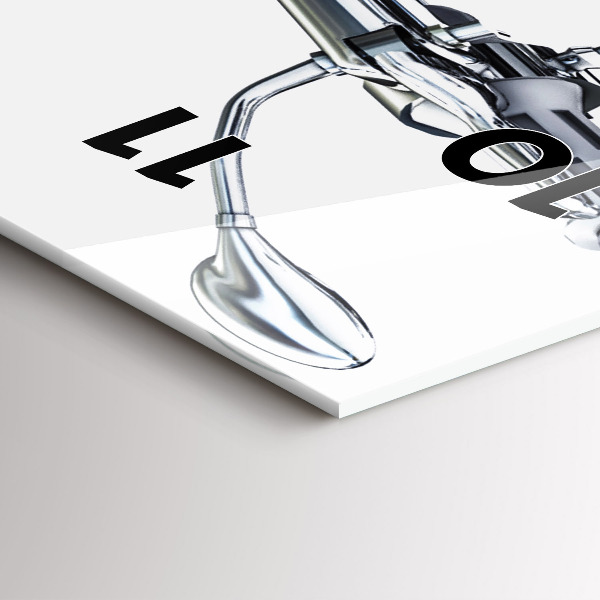 Vertikální skleněné hodiny Černá motorka