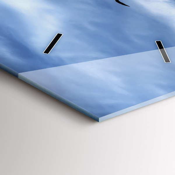 Vertikální skleněné hodiny Jezero se západem slunce