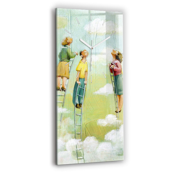 Vertikální skleněné hodiny Lidé na žebříku