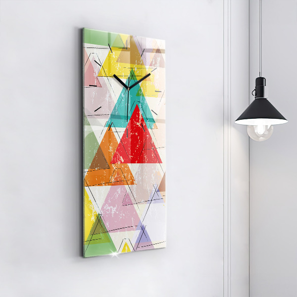 Vertikální skleněné hodiny Geometrické trojúhelníky