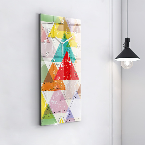 Vertikální skleněné hodiny Geometrické trojúhelníky