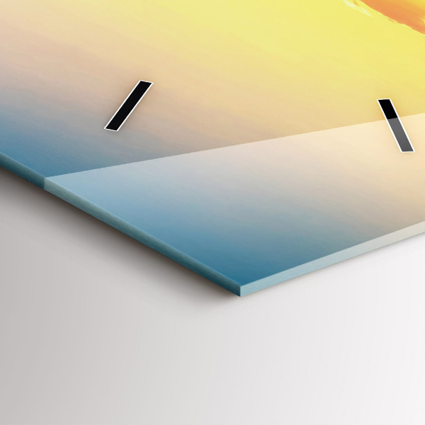 Vertikální skleněné hodiny Západ slunce nad kopci