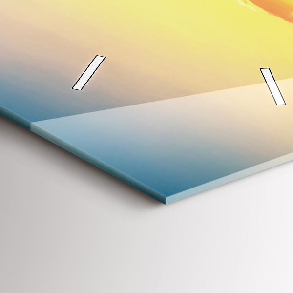 Vertikální skleněné hodiny Západ slunce nad kopci