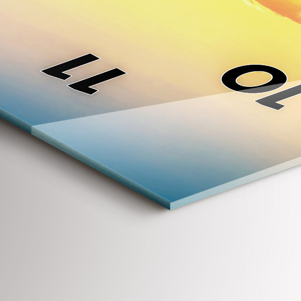 Vertikální skleněné hodiny Západ slunce nad kopci