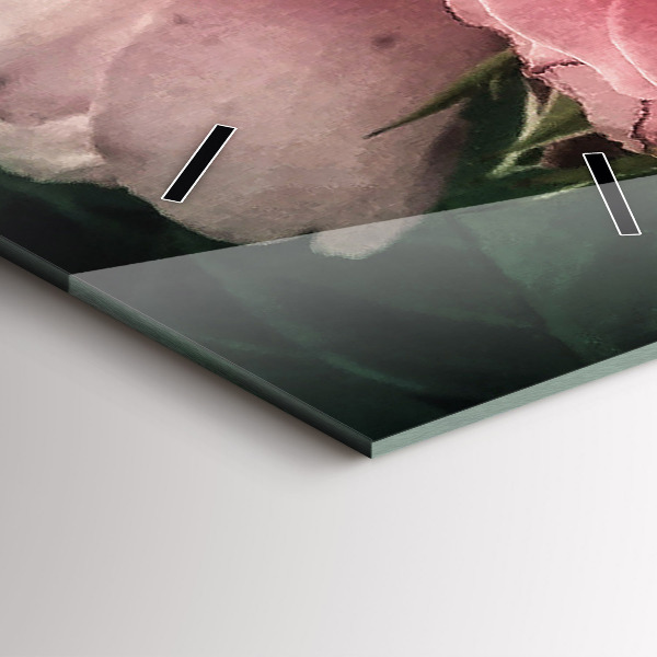 Vertikální skleněné hodiny Kytice růžových růží